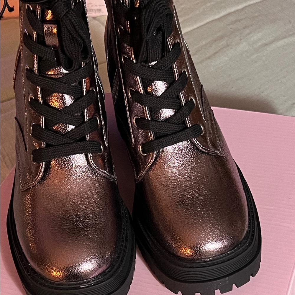 Shimmering Lace-Up Boots
